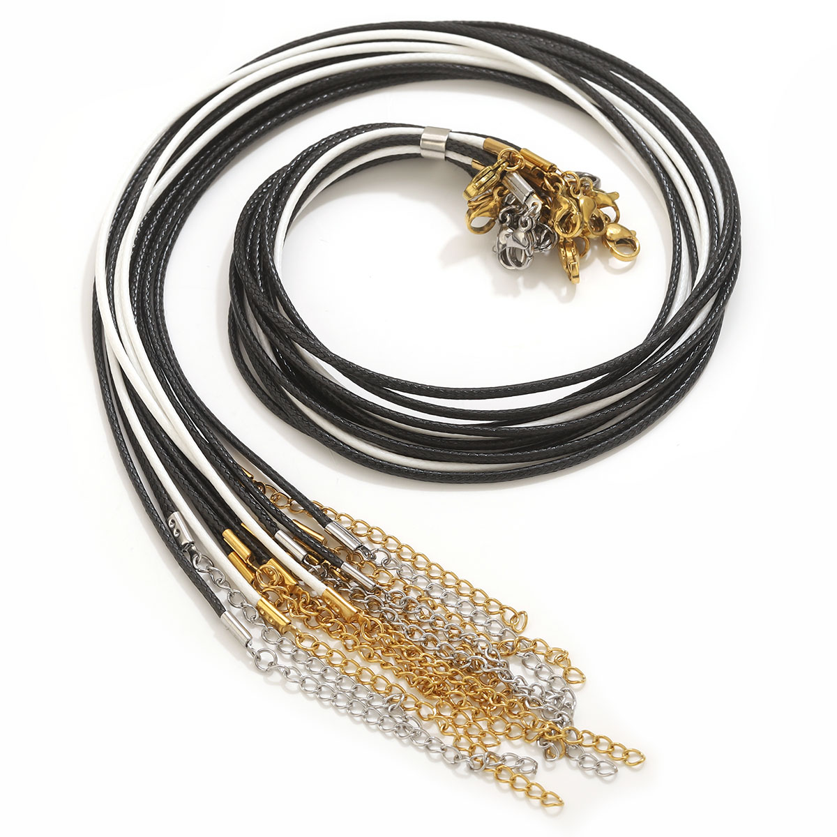 Patent Leather Shine - 5pcs Leather Cord Necklace With Stainless