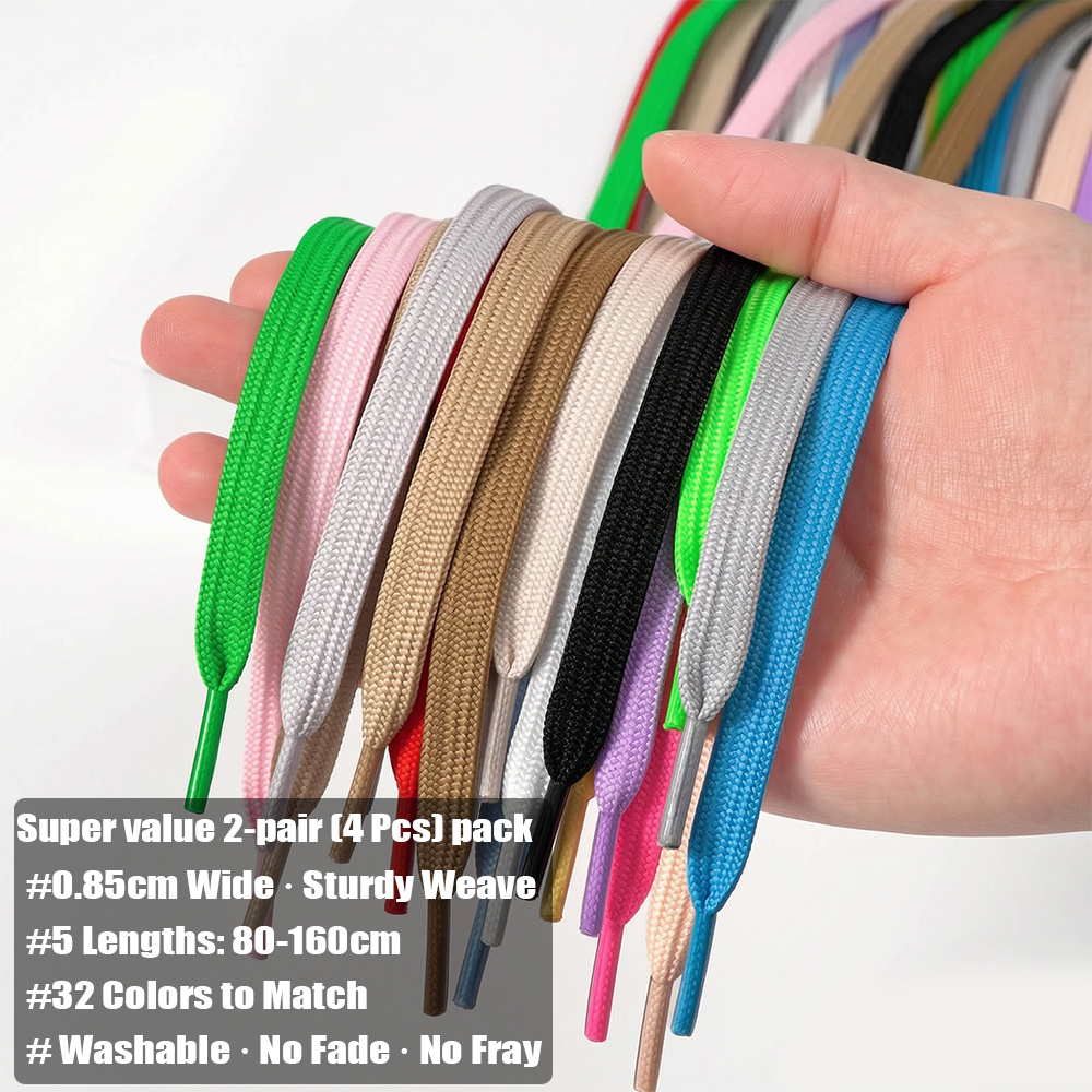 Lace Replacement Flat - 4Pcs(2 Pairs) Flat Shoelaces 0.8cm Double