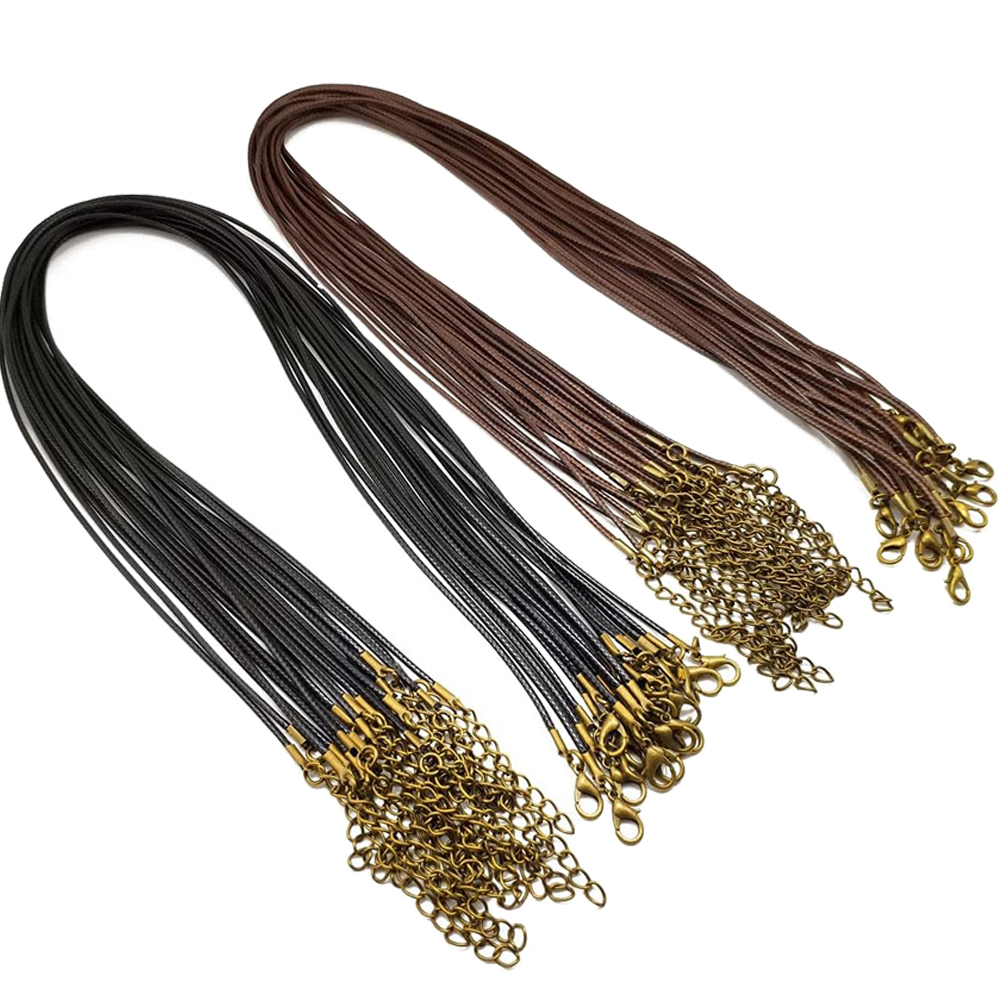 Patent Leather Shine - 20pcs 45cm Brown Waxed Necklace Cord