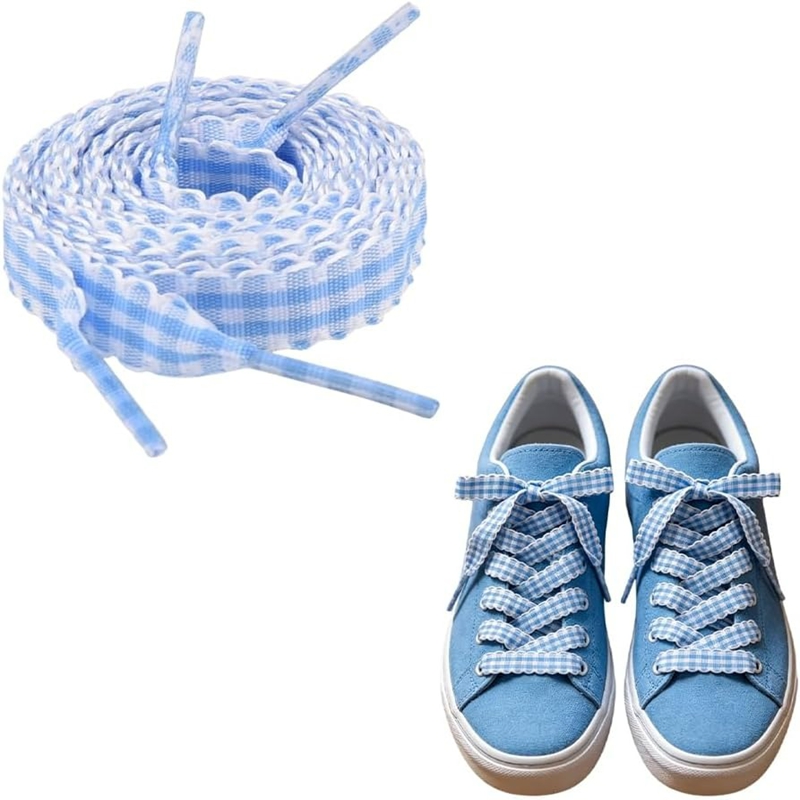 Lace Replacement Flat - 1 Pair Checkered Flat Shoelaces for