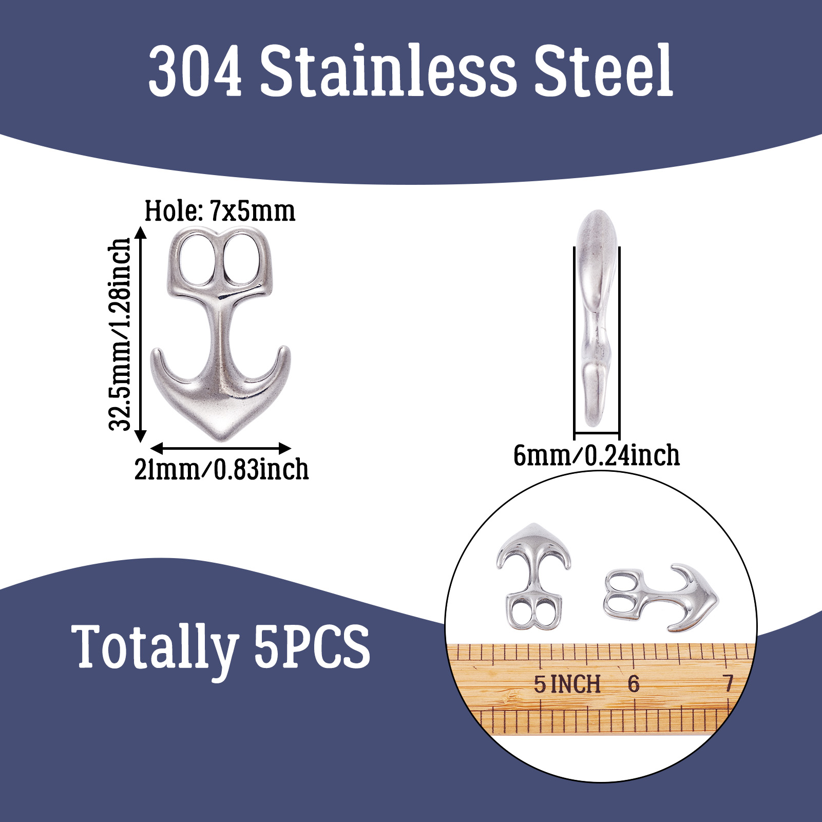 5pcs Anchor Hook Clasps 304 St - Patent Leather Shine review and price